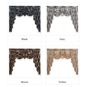 Nouveau design européen Jacquard fenêtre occultante rideaux de cantonnière de luxe avec perles attachées cascade Swags <span class=keywords><strong>Jabot</strong></span> - Product Image 5