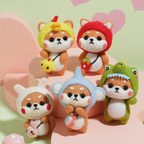 Classic Shiba Inu 3 Wool Felt Punch DIY Material Kit Handmade Doll Keychain Car Hanging Ornament China Wholesale