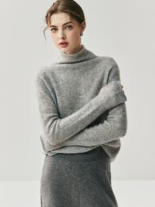 カシミアマルベリーシルクハイネックカシミヤセーター女性用ソフト長袖ニットセーター - Product Image 1