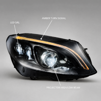 Phares LED à succès pour Mercedes-Benz Classe C W205 2015-2020, projecteur multibeam, feux de croisement et de route, vente en gros usine