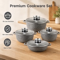 Ensemble de casseroles en aluminium classique 10 pièces, noir, induction, antiadhésif, casseroles en céramique, ensemble de casseroles de cuisson