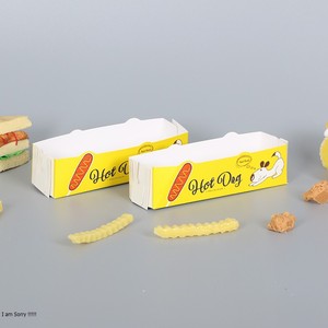 Custom Portable Lunch Fast Food Kraft Paper Packaging Recycled Corndog Takeaway Foldable Container Fry Pizza Long Hot Dog Box