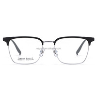 Monturas de Gafas Ópticas de Titanio Puro de Calidad OEM para Hombre, Talla Grande, Media Montura, Estilo Retro, para Negocios