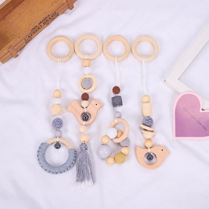 Mordedor con colgante de animales de la paz para la habitación de los niños, mordedor con cuentas de lana, sonajero para bebé - Product Image 1