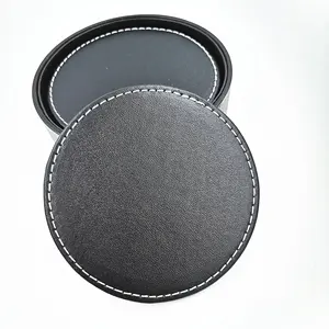 High Quality Business Gift Leather Coasters Set Coffee Table Mat Cup Coasters