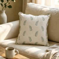 Housse de coussin imprimée motif floral style pastoral avec volants, en tissu doux polyester et lin, pour fêtes, mariages et décoration intérieure