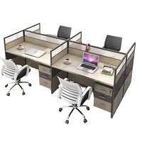 Fashion Design Office Partition Glass Wall Face to Face Modern Office Desk Dividers, Fancy 4 Seat Office Workstation Cubicle