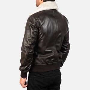 Veste en cuir pour homme, style tendance hiver, design professionnel, col en laine, vestes en cuir pour homme en vente - Product Image 5