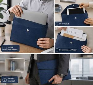 Custom PU Leather Envelope Sleeve Bag for Laptop & Documents Business <b>Gift</b> Folder with Logo Printing - Product Image 2