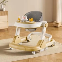 Marche-bébé portable 3-en-1 pliable et réglable, style simple avec musique pour l'apprentissage du debout
