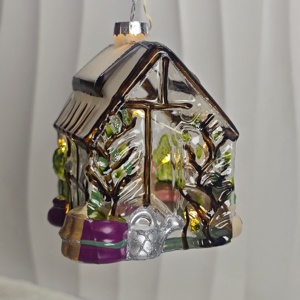 Serre vintage artisanale en verre soufflé avec éclairage, idéale pour les décorations de Noël en verre dans le jardinage - Product Image 6