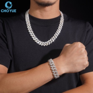 Thick Heavy 925 Silver Moissanite Cuban Link <b>Chain</b> 925 Sterling Silver Luxury Hip Hop Jewelry Wholesale <b>Iced</b> <b>Out</b> Necklace - Product Image 5
