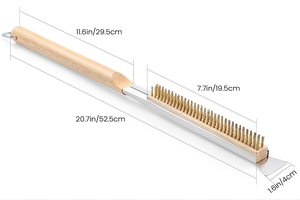 Brosse <span class=keywords><strong>à</strong></span> <span class=keywords><strong>pizza</strong></span> 21 ''avec grattoir en pierre en acier inoxydable-poils en laiton-manche en bois-anneau suspendu-accessoire de <span class=keywords><strong>four</strong></span> <span class=keywords><strong>à</strong></span> <span class=keywords><strong>pizza</strong></span> extérieur - Product Image 2