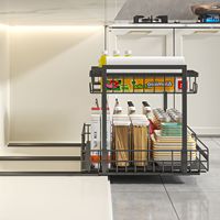 Organisateur sous armoire à 2 niveaux tiroir coulissant en métal extensible pour cuisine salle de bain garde-manger