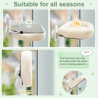 Perchoir de fenêtre pour chat d'intérieur sans fil Hamac pour chat Grand 4 ventouses et cadre en métal solide Lits de fenêtre pliables pour siège de chat