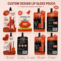 Sachets d'emballage miniatures personnalisés pour cosmétiques avec bec verseur, 3g, 5g, 5ml, 10ml, pour brillant à lèvres et rouge à lèvres en plastique