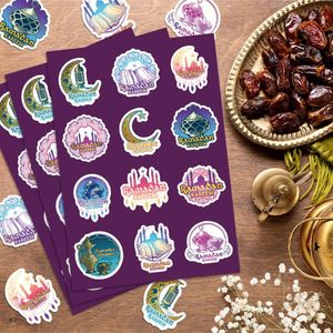 48 pegatinas de templo lunar EID Mubarak para decoración de fiestas de Ramadán Kareem, bodas musulmanas, cumpleaños, regalos DIY y suministros para envolver. - Product Image 3