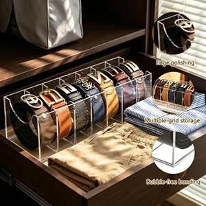 7 Bölmeli Çekmeceli Dolap ve Şifonyer için Sergi Rafı, Perakende Mağazası ve Ev Kullanımı için Çok Bölmeli Kemer Tutucu, Akrilik Kemer Saklama Düzenleyici - Product Image 1