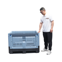 QS Heavy Duty Grande caisse en plastique pliable Boîte de palette en plastique mobile empilable