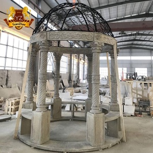 Gazebo a colonna romana <span class=keywords><strong>in</strong></span> marmo bianco naturale intagliato a mano <span class=keywords><strong>in</strong></span> pietra scultura all'aperto - Product Image 6