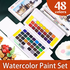 Art 48 Premium Colors Set Solid Water Coloring Paintings Water Brush Kits <span class=keywords><strong>de</strong></span> <span class=keywords><strong>acuarela</strong></span> con caja PPl para adultos principiantes - Product Image 4