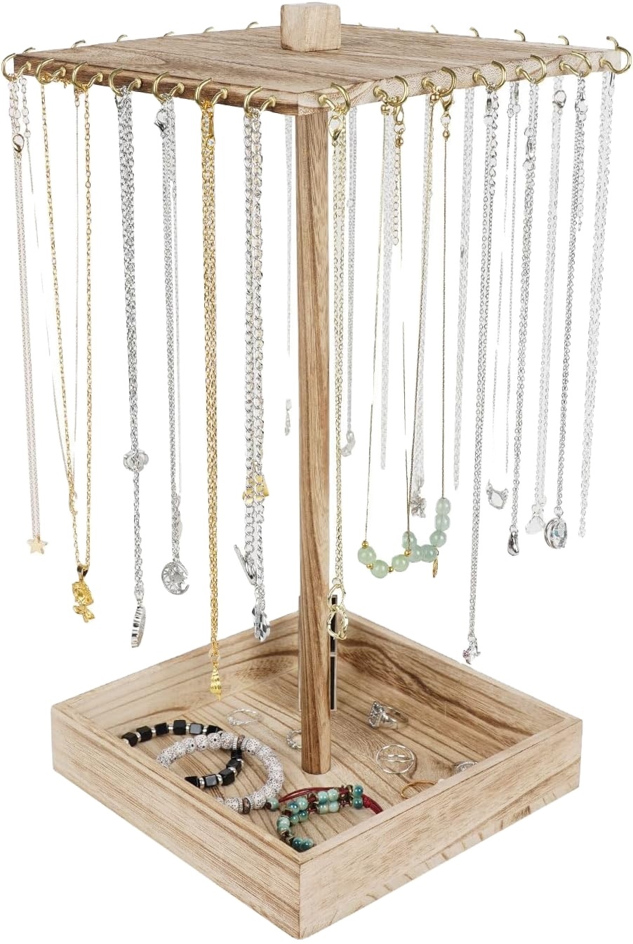 Apache Ring Jewelry Packaging Velvet Display Stand Set Tray Earring Necklace Bust Prop Custom Wood Luxury Jewelry Display Stand — view 3