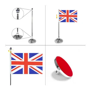 China Factory Wholesale Printed Table Flags Top Polyester Mini Desk Table Stand Flags For Tables