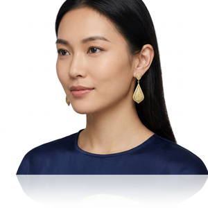 Round Cut Natural <b>Diamond</b> Drop <b>Dangle</b> <b>Earrings</b> Ladies 2.22 Cttw 925 Sterling Silver Yellow Plated Prong Set Trendy Wholesale - Product Image 2