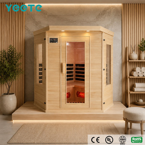 Salle de sauna électrique YEETE <span class=keywords><strong>en</strong></span> cèdre canadien, design d'angle, verre 8 mm, quincaillerie noir mat, hub de bien-être, préfabriqué, modulaire, architectural - Product Image 1