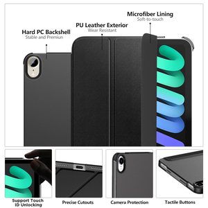 Funda Protectora MoKo Resistente a Golpes, <span class=keywords><strong>de</strong></span> Cuero PU Premium, Delgada, Ligera, con Parte Trasera Transparente y Tapa Triple para iPad Mini 7 8.3 2024 - Product Image 3