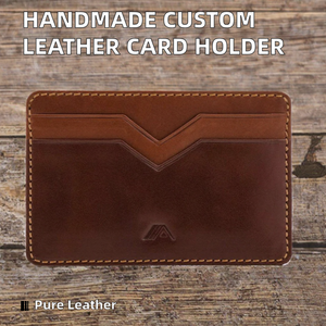 Porte-cartes de crédit en cuir véritable fait main, style tendance, sans fermeture - Product Image 2