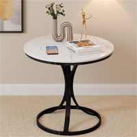 Table basse moderne en or de luxe, petite, écologique, durable, base en métal, plateau rond en ardoise, table d'appoint pour canapé, table à thé