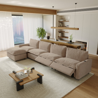 Atunus Funktionssofa Elektrisch Verstellbar Khaki Multi-Port-Ladefunktion Wohnzimmer Modulares Ecksofa-Set