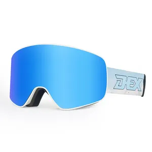 משקפי סקי UV400 חדשים נגד ערפל עדשה ניתנת להחלפה ללא מסגרת TPU מגנטית משקפי סקי שלג מותאמים אישית