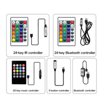 Set Lampu Strip LED 5V, Strip LED Musik RGB 5050, Remote Control 24 Tombol/Antarmuka USB, Lampu Ambient untuk Lampu Latar TV