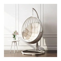 ardin en métal rotin blanc extérieur Patio balcon en forme d'oeuf panier de nid adulte en osier suspendu balançoire avec support