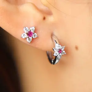 Promotion 2023 spring new arrive delicate women jewelry cz flower minimalist beautiful cz flower earring