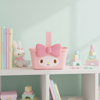 Panier en plastique PP personnalisé pour filles, motif dessin animé Labubu Monster Kid, panier de rangement DIY en plastique au design mignon avec poignée