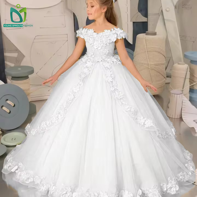 White Gown for Kids Ball Gown Style, Floor-Length