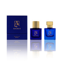 Logo personnalisé de luxe 30ml 50ml 100ml flacon de parfum en verre bleu carré vide avec couvercle