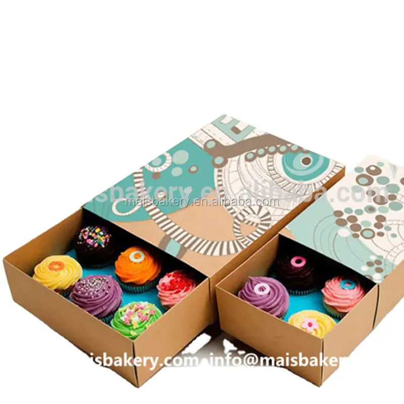 Reciclado tipo de gaveta de papel da gaveta 1,2,3,4,6,8,12,24 caixa de cupcake
