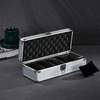 Boîte de rangement pour montres en alliage d'aluminium personnalisée à 5 emplacements, boîte de voyage professionnelle pour montres, boîte d'emballage, cadre en aluminium anodisé