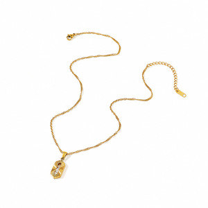Stainless Steel <b>Titanium</b> Necklace Hexagon Pendant 18k Gold Plated Zircon Clavicle <b>Chain</b> For Women Party Fashion Jewelry - Product Image 5