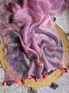 Sarees de travail manuel en organza pur doux et élégant pour les occasions de fête - Product Image 3