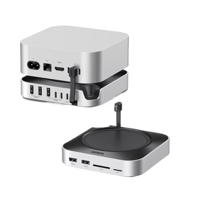 UGREEN Dock & Stand For Macmini M4/ M4 Pro With NVMe SSD Enclosure 3 USB A 10Gbps USB C Data Port SD Card Reader