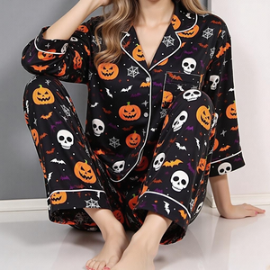 Ensemble de pyjamas pour femmes <span class=keywords><strong>Halloween</strong></span> 2025 Nouveaux pyjamas à manches courtes Vêtements de nuit pour femmes Pijamas personnalisés Femme - Product Image 5