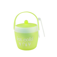 Seau à glace avec poignée et pince, en plastique transparent, style Art Déco, durable, pour fêtes, bière, vin, boissons