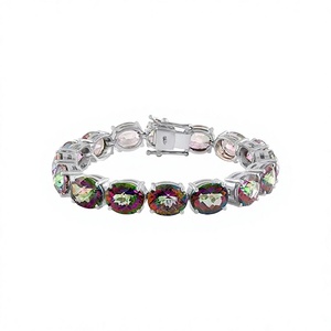 Bracelet en topaze mystique, en argent sterling 925 plaqué rhodium, style luxueux, unisexe et pour femmes, cadeau pour les occasions de mariage - Product Image 2