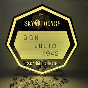 Fornecedor ODM, Placa de Mensagem LED Personalizada com Logo <span class=keywords><strong>DIY</strong></span>, Letras em Hexágono Prata RGB, Decoração para Bar e Festa - Product Image 6