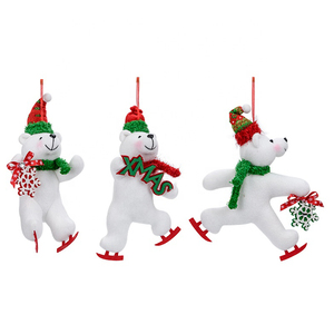 ZAVES Festive Intérieur Ornement De Noël Doux <span class=keywords><strong>Blanc</strong></span> <span class=keywords><strong>Ours</strong></span> Polaire Suspendu Pendentif Arbre Décor En Peluche Intérieur Arbre De Noël Ornement - Product Image 1